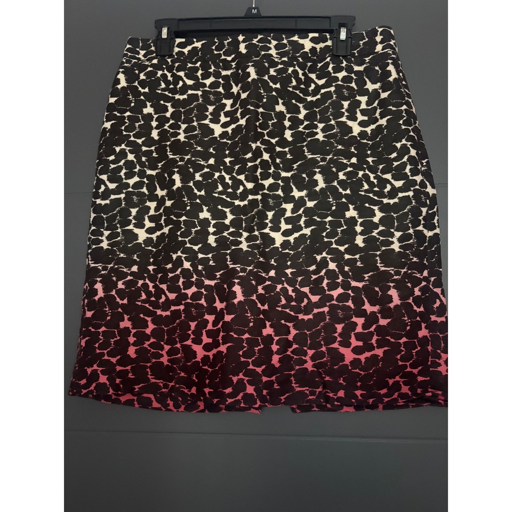 J.Crew Women 8‎ Pink Black Ombre Animal Print Linen Pencil Skirt Abstract